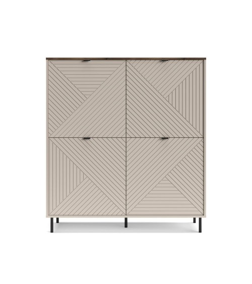 Credenza Mirage02 con 4 ante con motivo geometrico cashmere e top rovere
