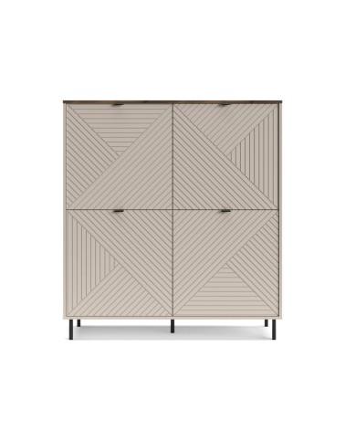Credenza Mirage02 con 4 ante con motivo geometrico cashmere e top rovere