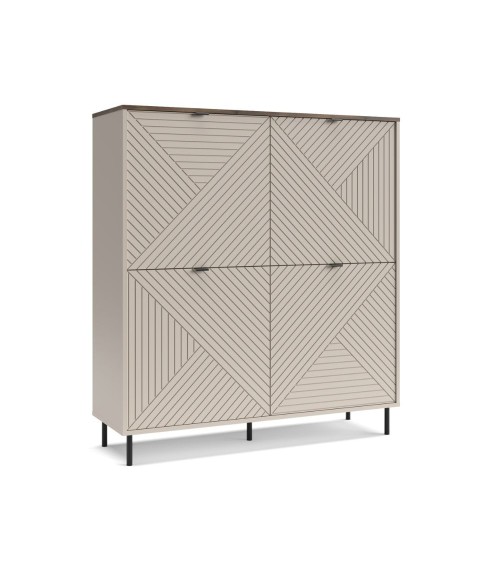 Credenza Mirage02 con 4 ante con motivo geometrico cashmere e top rovere