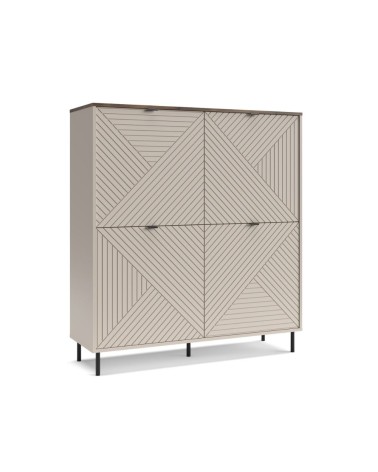 Credenza Mirage02 con 4 ante con motivo geometrico cashmere e top rovere