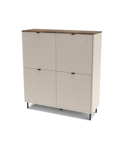 Credenza Mirage02 con 4 ante con motivo geometrico cashmere e top rovere