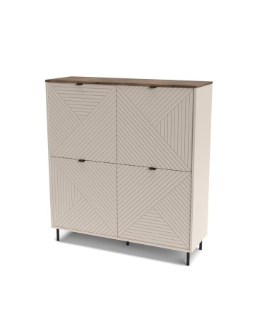 Credenza Mirage02 con 4 ante con motivo geometrico cashmere e top rovere