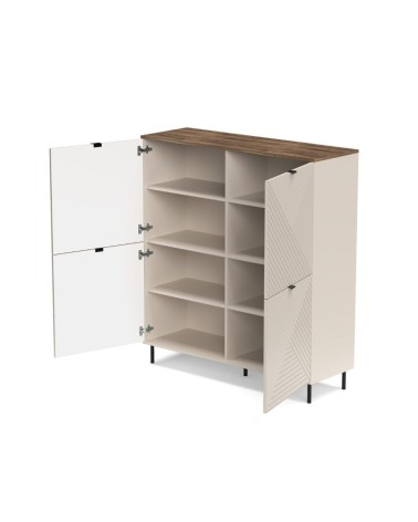 Credenza Mirage02 con 4 ante con motivo geometrico cashmere e top rovere