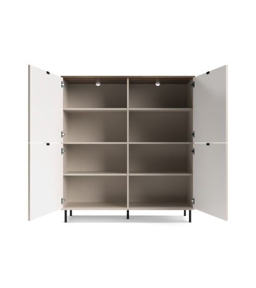 Credenza Mirage02 con 4 ante con motivo geometrico cashmere e top rovere