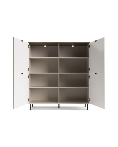 Credenza Mirage02 con 4 ante con motivo geometrico cashmere e top rovere