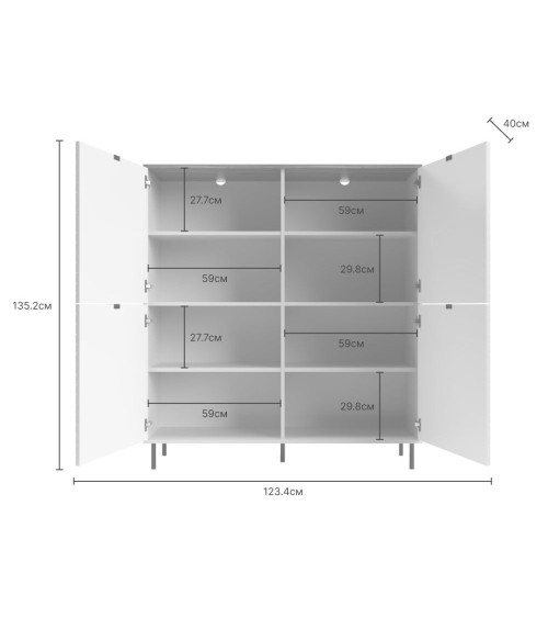 Credenza Mirage02 con 4 ante con motivo geometrico cashmere e top rovere