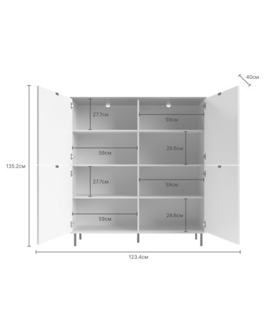 Credenza Mirage02 con 4 ante con motivo geometrico cashmere e top rovere