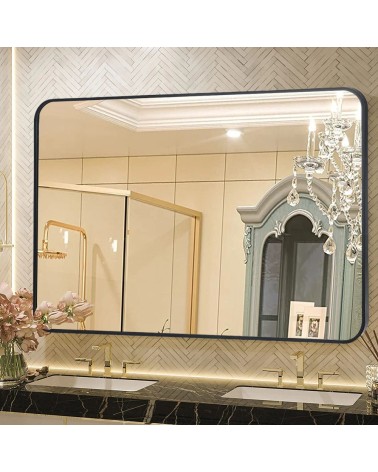 Specchio rettangolare YJ-9070 con cornice in alluminio colore nero 90x70 cm.