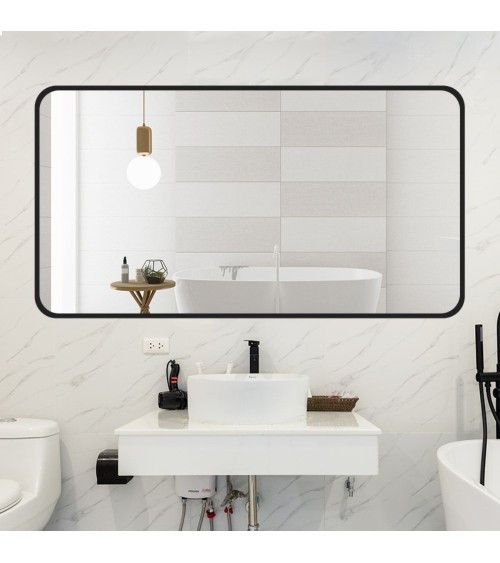 Specchio rettangolare YJ-12070 con cornice in alluminio colore nero 120x70 cm.