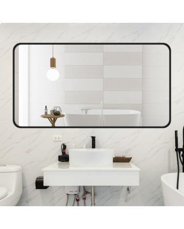 Specchio rettangolare YJ-12070 con cornice in alluminio colore nero 120x70 cm.