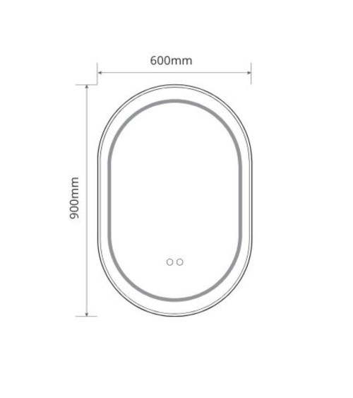 Specchio smart ovale YJ-2004ORO con cornice oro in acciaio inox satinato 90x60 cm.