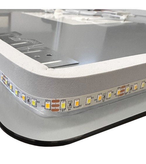 Specchio smart ovale YJ-2004ORO con cornice oro in acciaio inox satinato 90x60 cm.