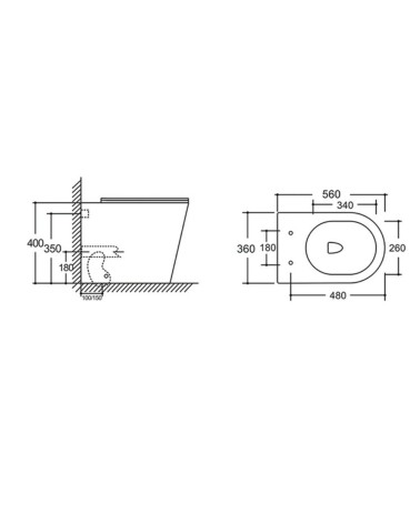 WC a pavimento YJ-3380MW in bianco opaco 36x56x40 cm.