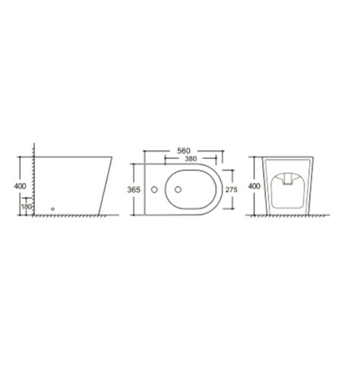 Bidet a pavimento YJ-1380FMW bianco opaco 36.5x56x40 cm.