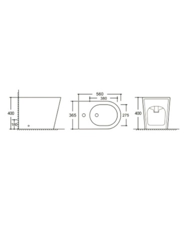 Bidet a pavimento YJ-1380FMW bianco opaco 36.5x56x40 cm.