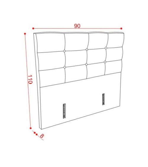 Testiera letto Nova 90x8x110H cm. in ecopelle bianco