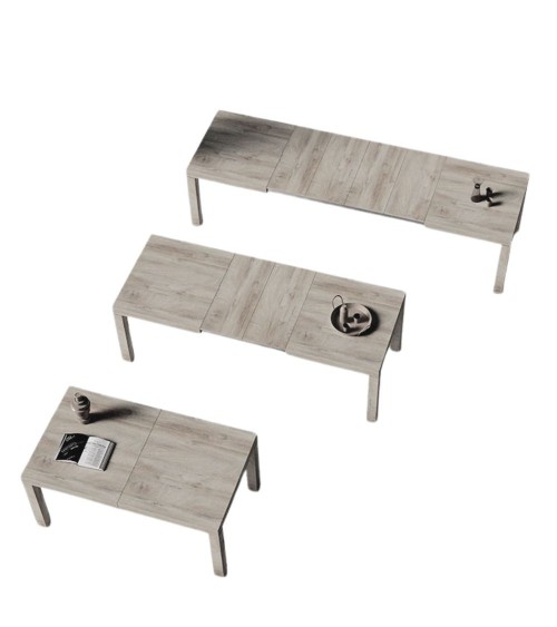 Tavolo Imab Piana T08 in larice grigio con 4 allunghe 160x90x74.6 H cm.