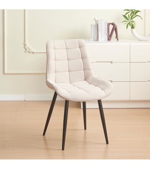 Sedia Mika con seduta in tessuto KSR 2 beige e struttura in metallo nero set 4 pezzi