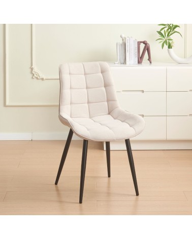 Sedia Mika con seduta in tessuto KSR 2 beige e struttura in metallo nero set 4 pezzi