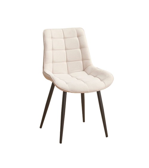 Sedia Mika con seduta in tessuto KSR 2 beige e struttura in metallo nero set 4 pezzi