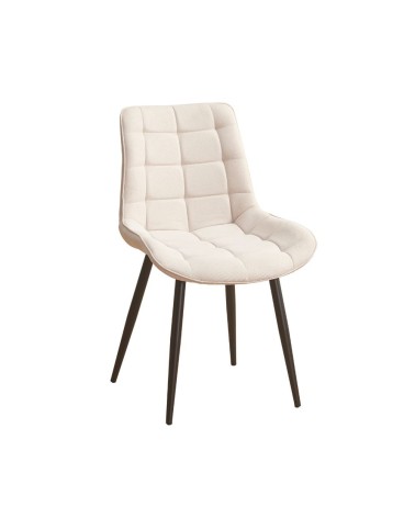 Sedia Mika con seduta in tessuto KSR 2 beige e struttura in metallo nero set 4 pezzi