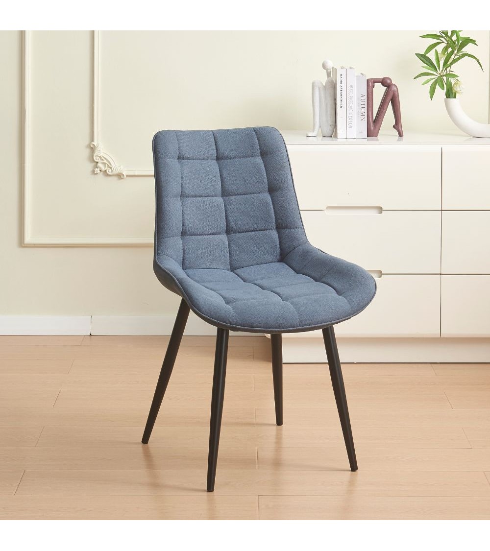 Sedia Mika con seduta in tessuto KSR 29 grey e struttura in metallo nero set 4 pezzi
