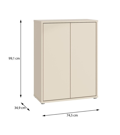 Mobile multiuso Medea 2 ante colore cashmere 74.5x34.9xH 99.1 cm.