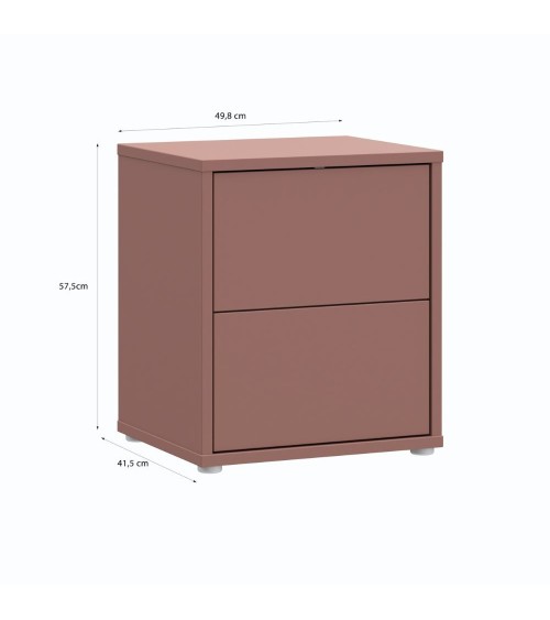 Comodino Medea 2 cassetti in colore terracotta