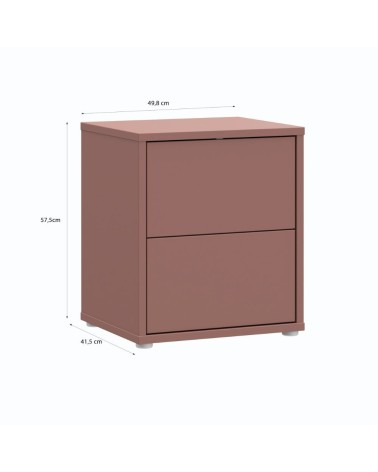 Comodino Medea 2 cassetti in colore terracotta