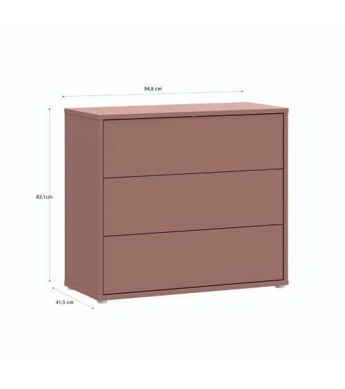 Cassettiera Medea 3 cassetti in colore terracotta