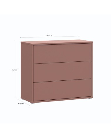 Cassettiera Medea 3 cassetti in colore terracotta
