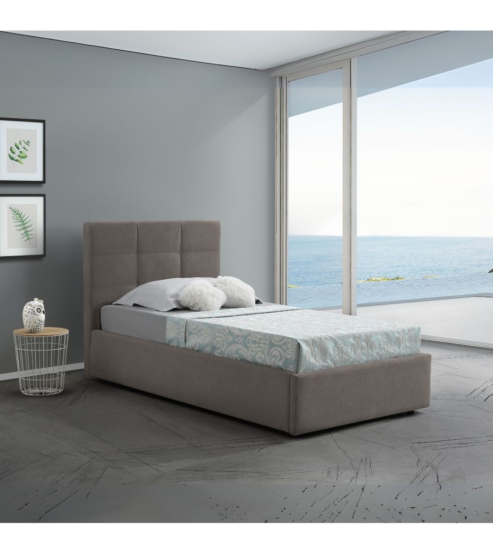 Letto singolo con contenitore Napoli tortora Soro 91