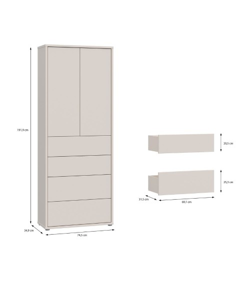 Mobile multiuso Medea 4 cassetti e 2 ante colore cashmere
