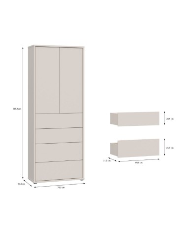 Mobile multiuso Medea 4 cassetti e 2 ante colore cashmere