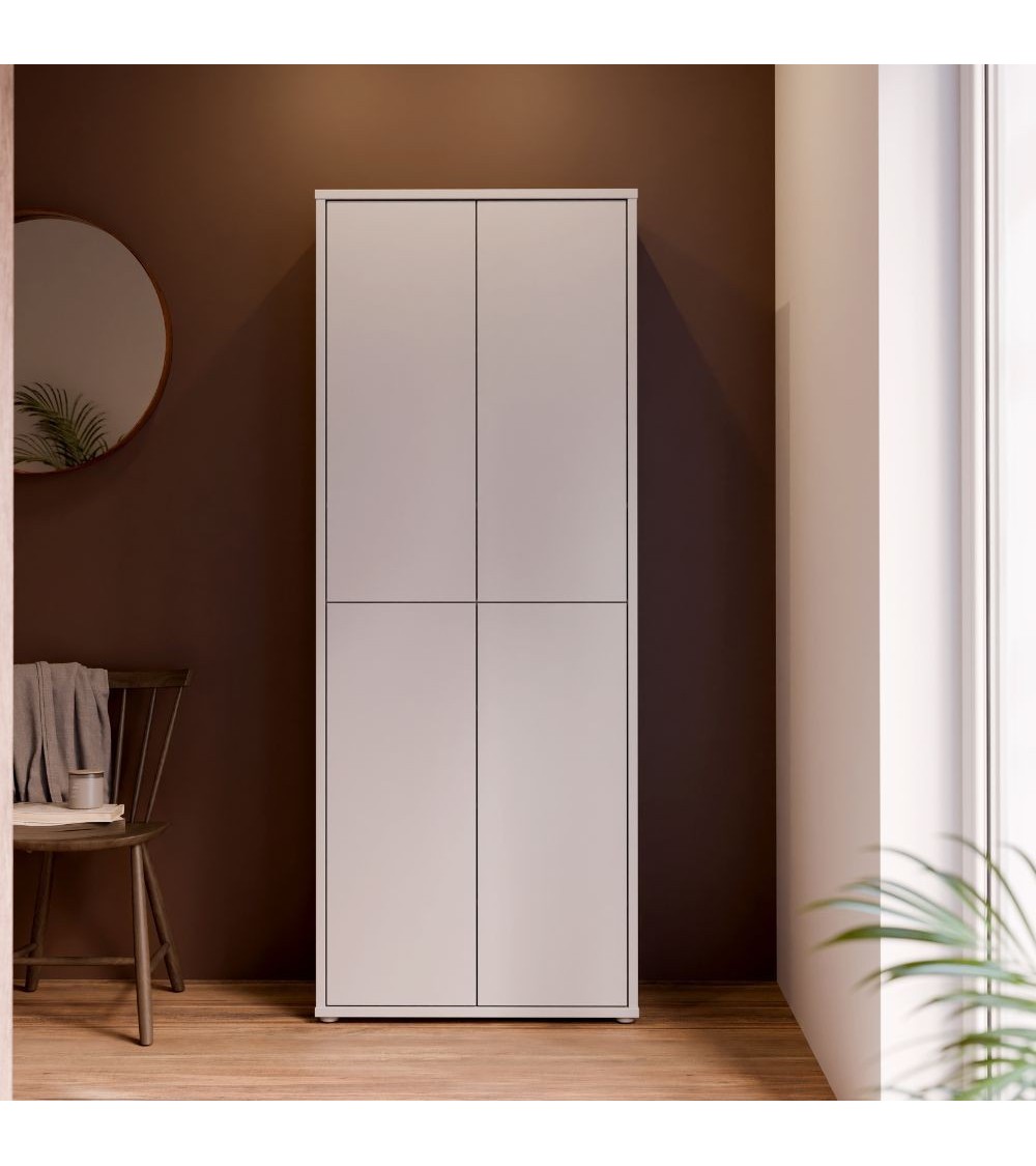 Mobile multiuso Medea 4 ante colore grigio chiaro 74.5x34.9xH 191.9 cm.