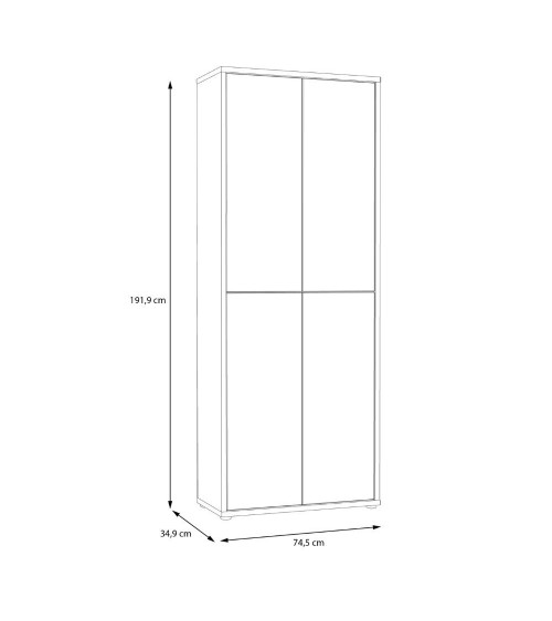 Mobile multiuso Medea 4 ante colore grigio chiaro 74.5x34.9xH 191.9 cm.
