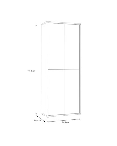Mobile multiuso Medea 4 ante colore grigio chiaro 74.5x34.9xH 191.9 cm.