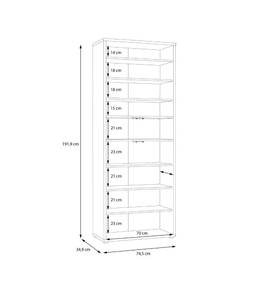 Mobile multiuso Medea 4 ante colore grigio chiaro 74.5x34.9xH 191.9 cm.