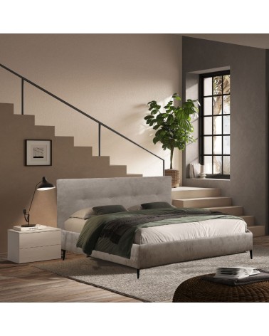 Camera da letto Michela con armadio 6 ante battenti con specchio in bianco neve e letto matrimoniale Stiletto tortora