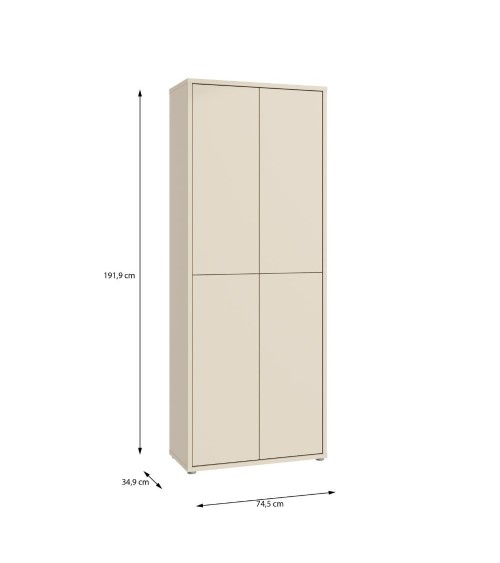 Mobile multiuso Medea 4 ante colore cashmere 74.5x34.9xH 191.9 cm.