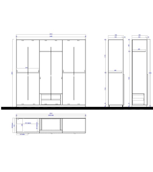 Camera da letto Corinna con armadio 6 ante battenti e letto in legno colore olmo