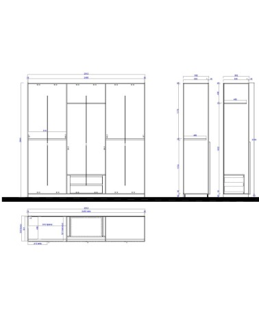 Camera da letto Corinna con armadio 6 ante battenti e letto in legno colore olmo
