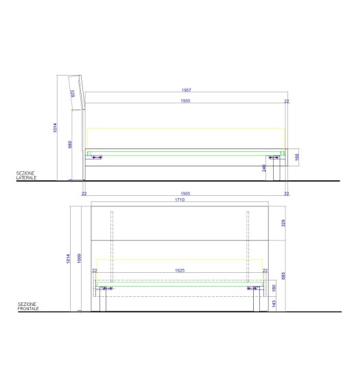 Camera da letto Corinna con armadio 6 ante battenti e letto in legno colore olmo