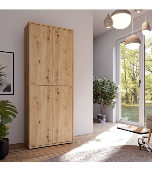 Mobile multiuso Medea 4 ante colore rovere 74.5x34.9xH191.9 cm.