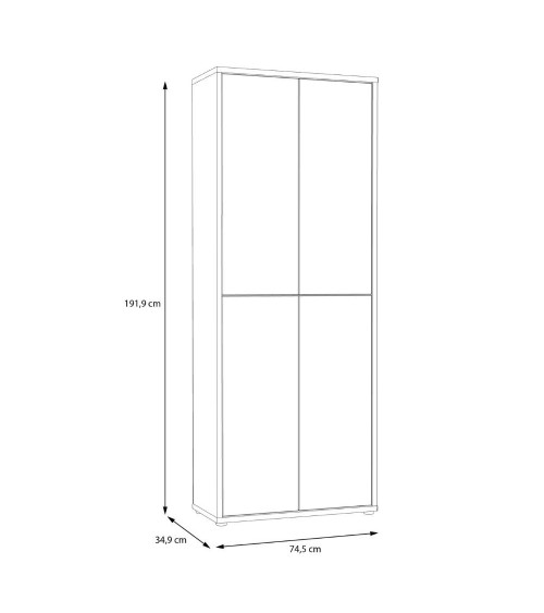 Mobile multiuso Medea 4 ante colore rovere 74.5x34.9xH191.9 cm.