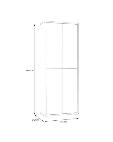 Mobile multiuso Medea 4 ante colore rovere 74.5x34.9xH191.9 cm.
