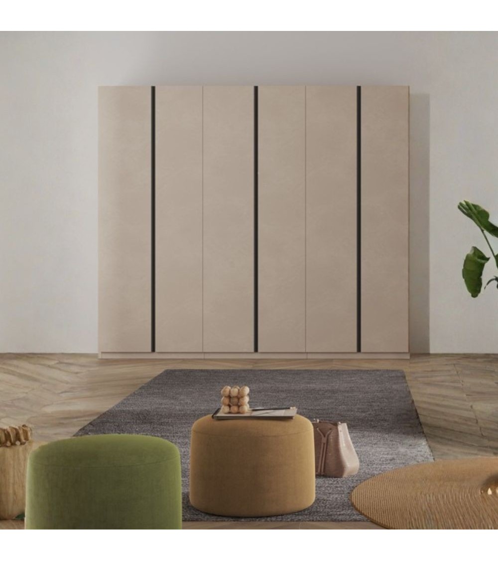 Armadio Londra 6 ante battenti in finitura cashmere e maniglie antracite