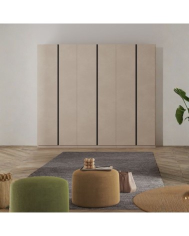 Armadio Londra 6 ante battenti in finitura cashmere e maniglie antracite