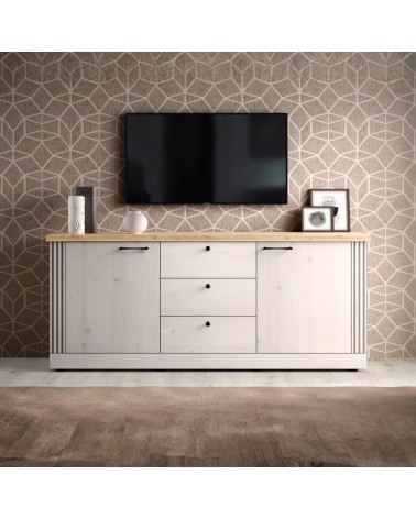 Madia Winchester 2 ante e 3 cassetti colore rovere meringa e cadiz