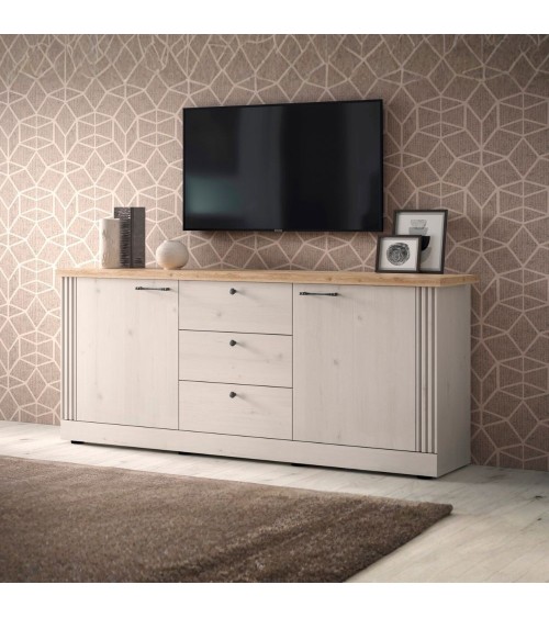 Madia Winchester 2 ante e 3 cassetti colore rovere meringa e cadiz